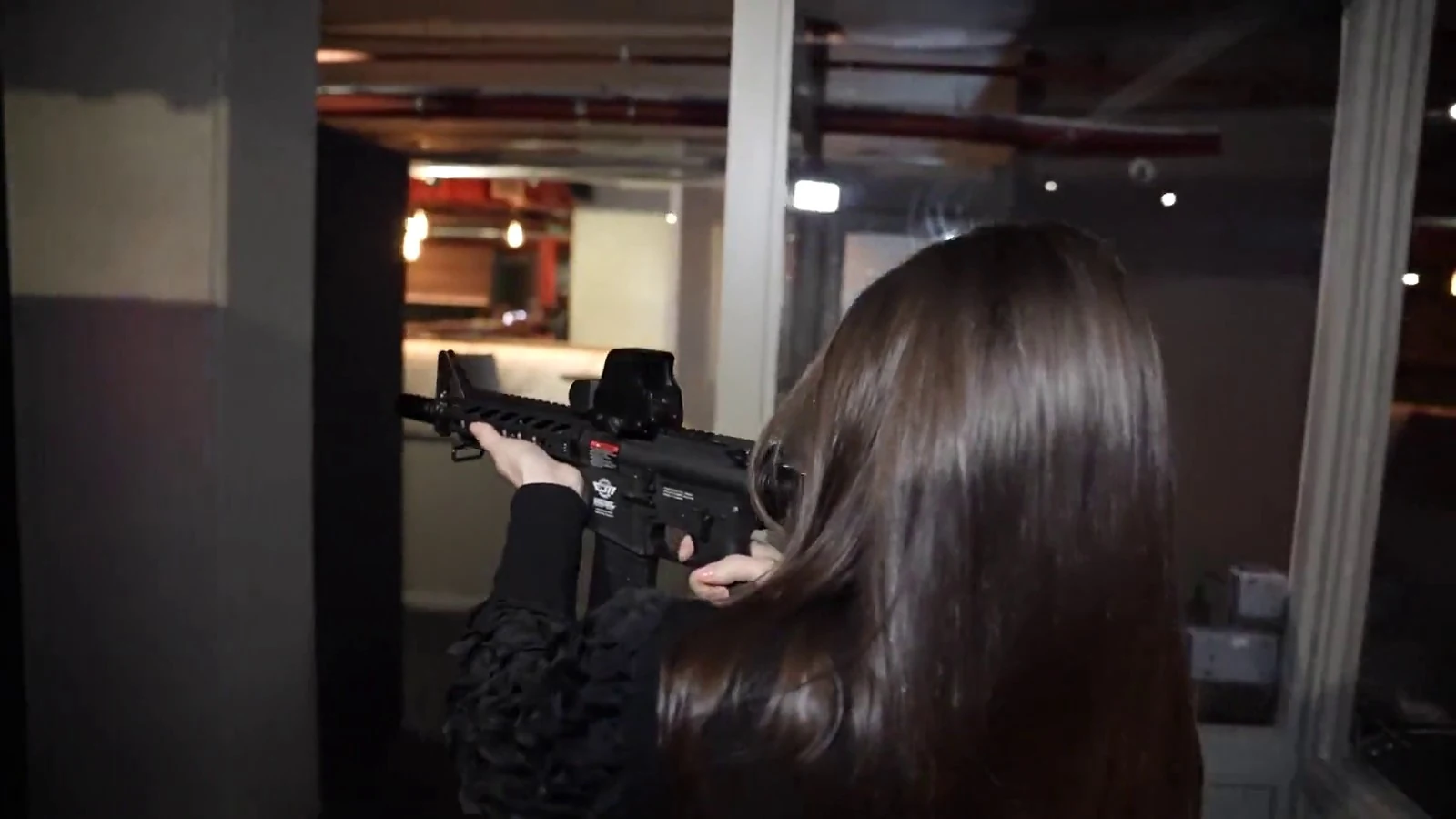 Guest shooting in an Aldgate airsoft lane
