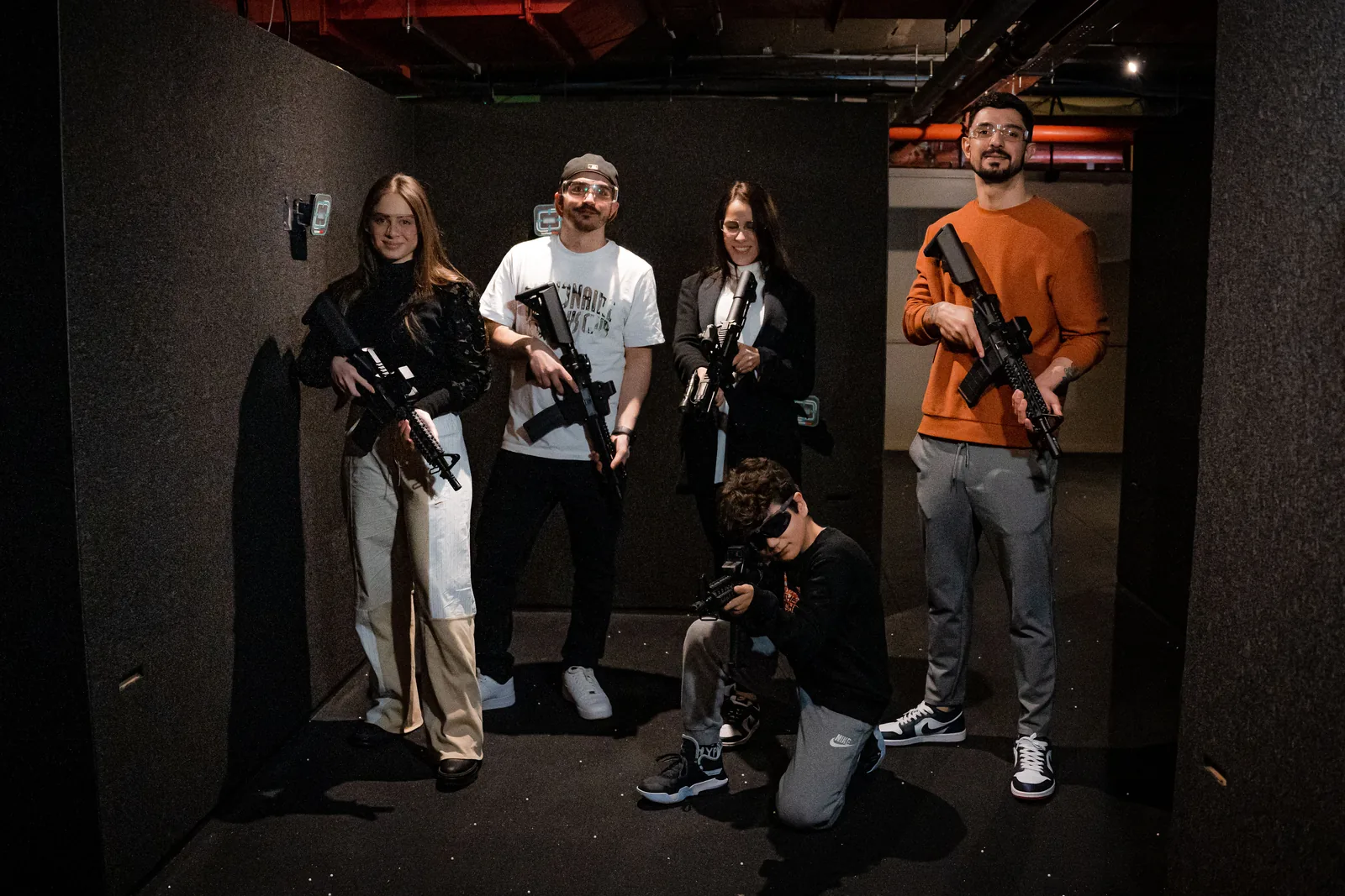 Five visitors with airsoft equipment at AGL Aldgate
