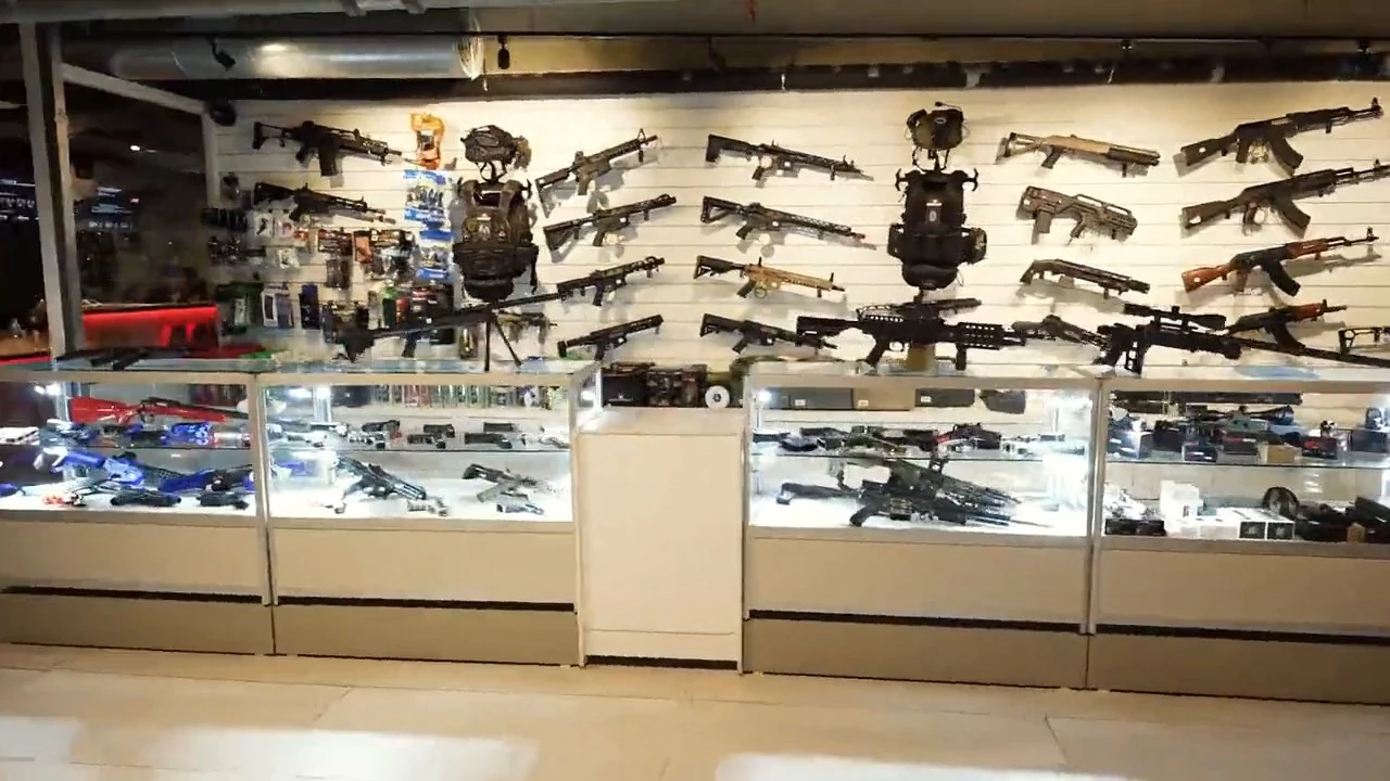 The AGL Camden airsoft shop and equipment displays